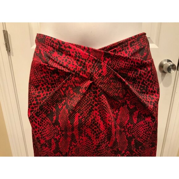 Michael Kors Red & Black Snakeskin Patterned Pencil Straight Skirt, Size 8 (US) - Picture 2 of 5